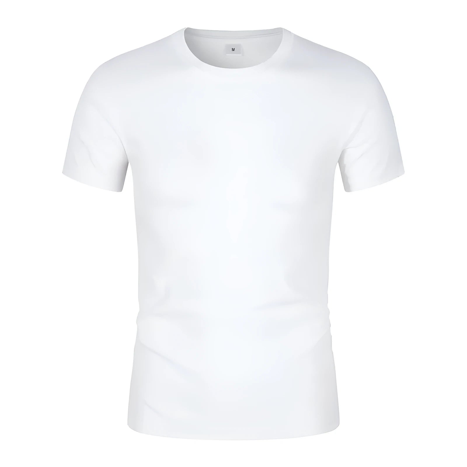 Men's CVC cotton short-sleeved round neck t-shirt in solid white or black colour