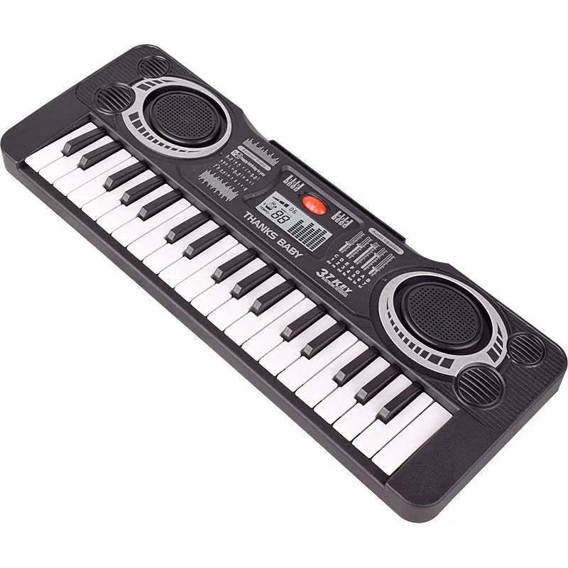 Black plastic 37-key electronic organ toy for children aged 4-6