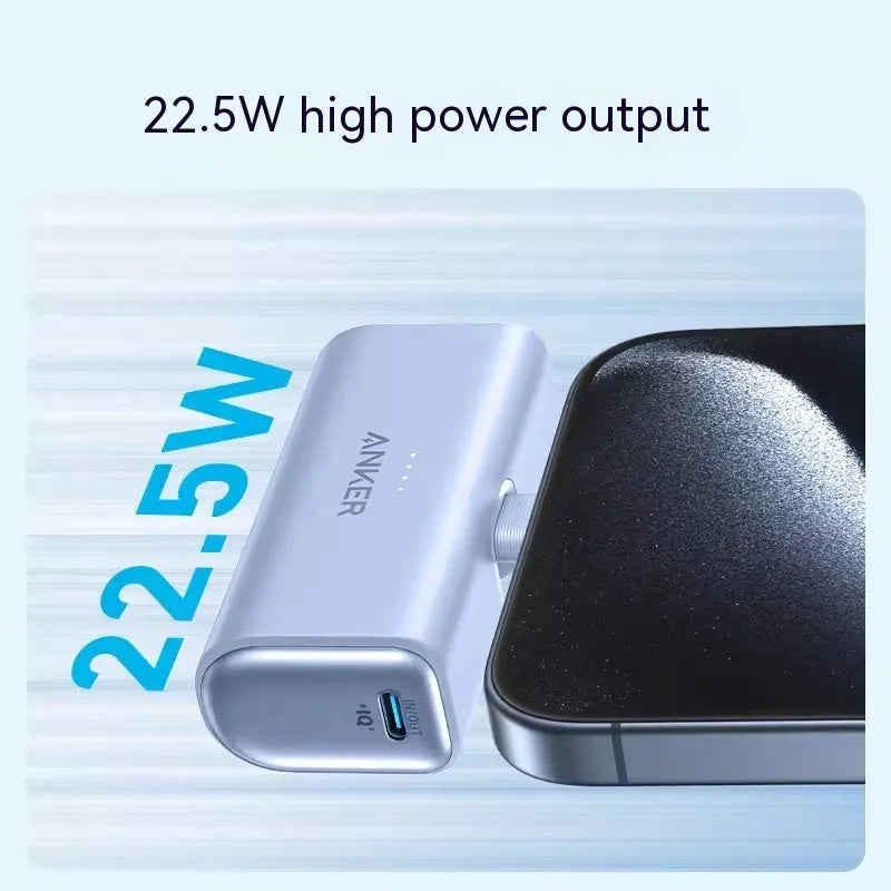 Compact capsule-shaped power bank in choice of colours with Type-C port and foldable USB-C head