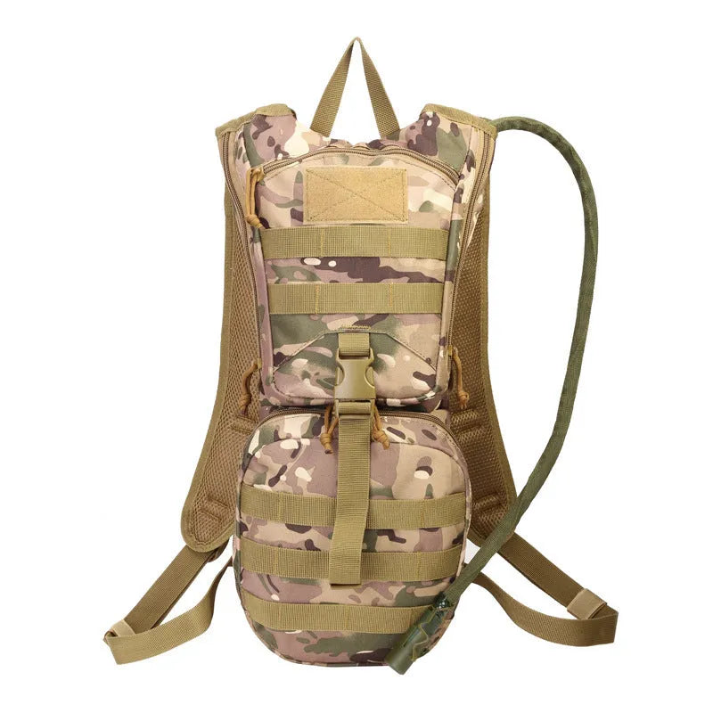 Large capacity waterproof cycling bag with physiological curve back plate in camouflage pattern