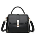 Soft PU leather women's shoulder bag in vertical square design, shown in black colour.