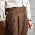 Men's high-waist straight-leg casual trousers in black polyester fabric