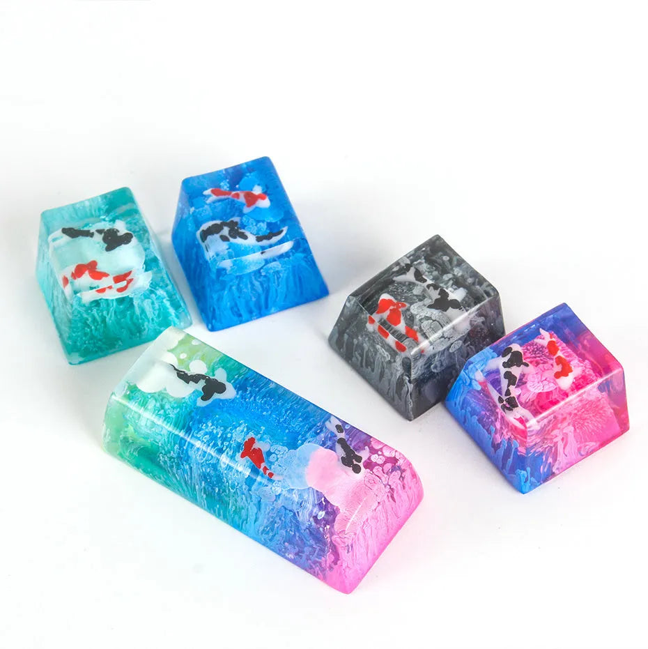 Scenery koi fish design resin keycap for Cherry MX mechanical keyboard switches