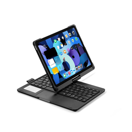360-degree rotating backlit Bluetooth keyboard for iPad in black, silver, or rose gold colours