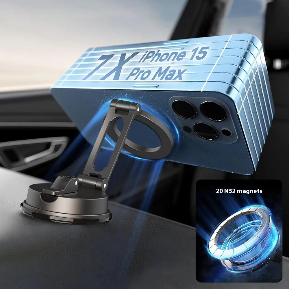 Black H154 car magnetic phone holder with suction cup mount for windscreen or dashboard