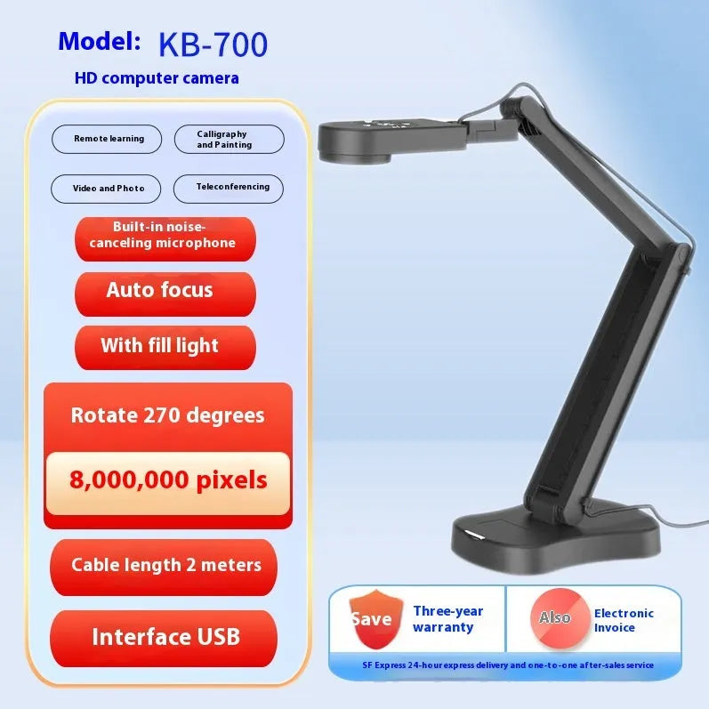 Computer webcam with microphone showing USB cable connection and compact design