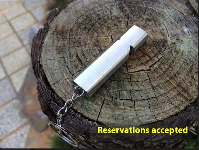 Silver and gold aluminium alloy outdoor survival whistle with double hole design