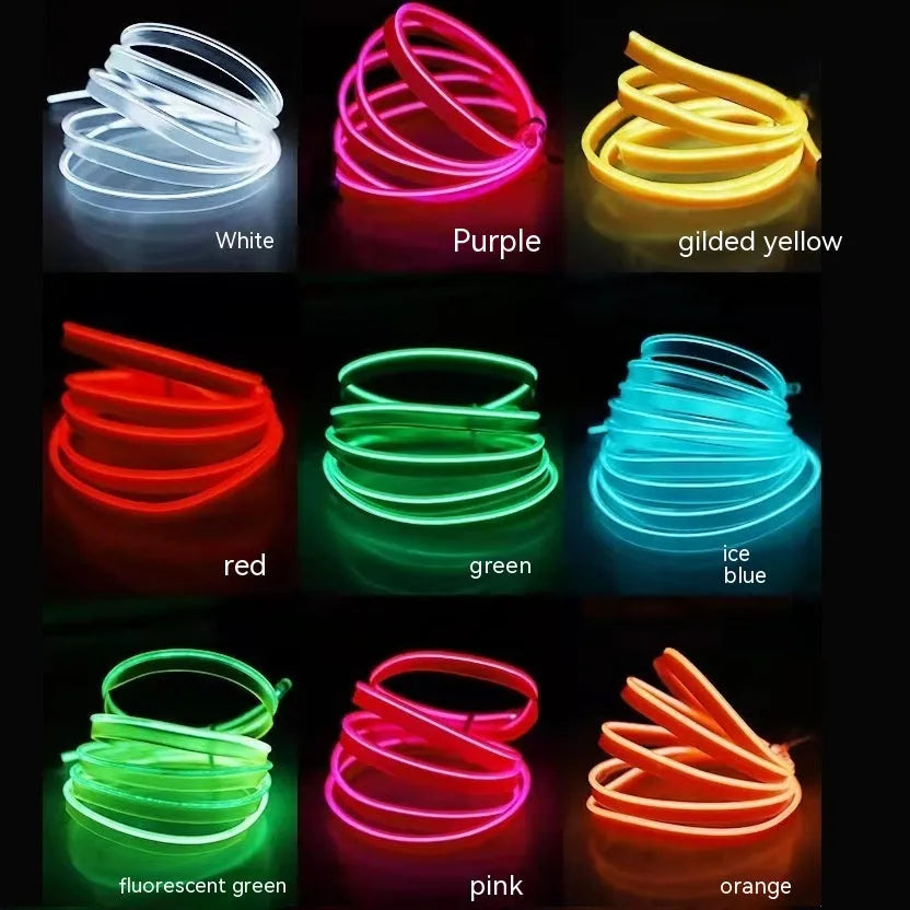 6-metre USB LED car ambient light cable showing flexible installation along vehicle dashboard