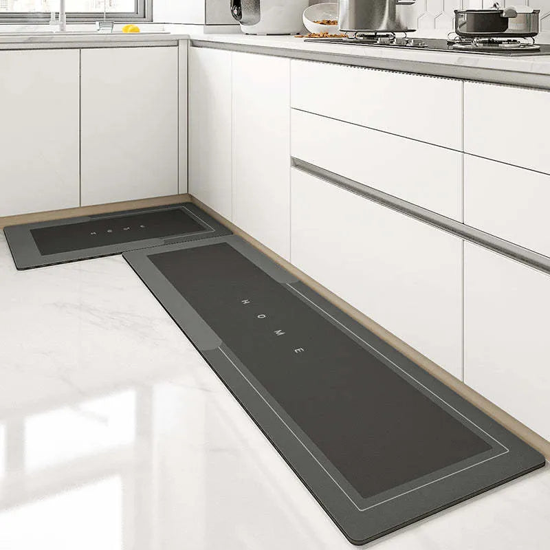 Blended fabric bathroom floor mat in blue, grey, or green, available in oval or rectangular shapes
