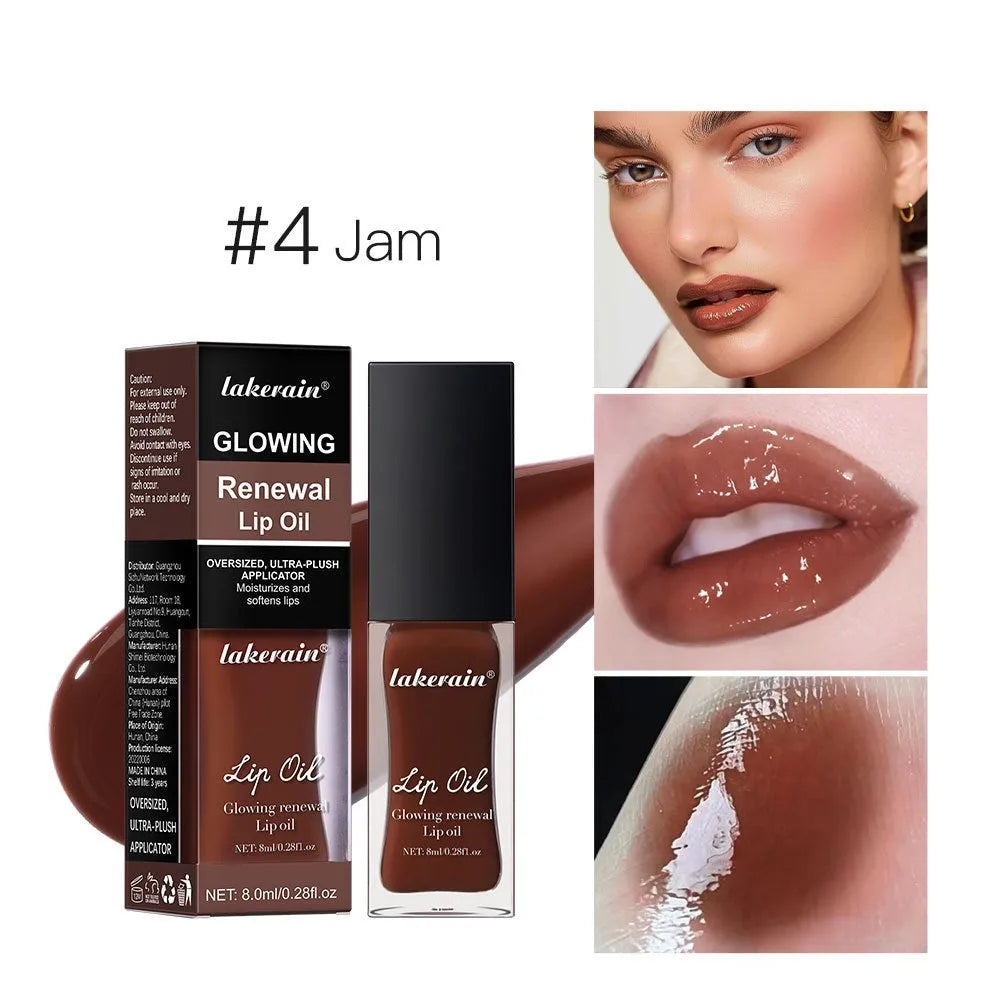 8ml lip gloss in seven colour options: coral, transparent, honey, jam, pink, red, and rose