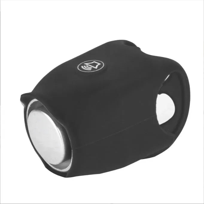 Bicycle electronic horn in plastic casing with 100dB alarm, measuring 12.5cm