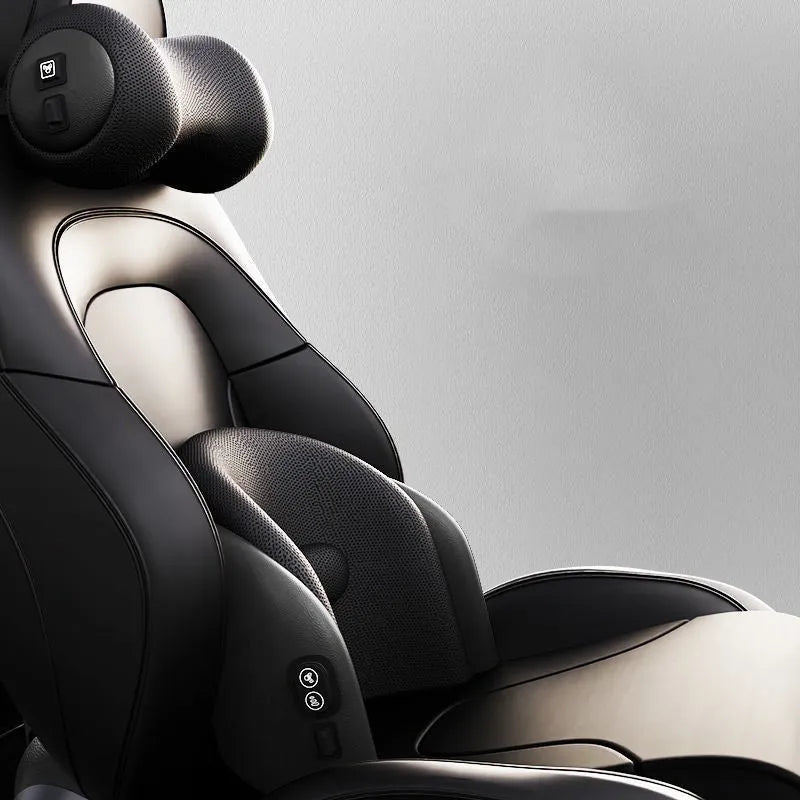 Memory foam car seat massage cushion showing headrest and lumbar support configurations