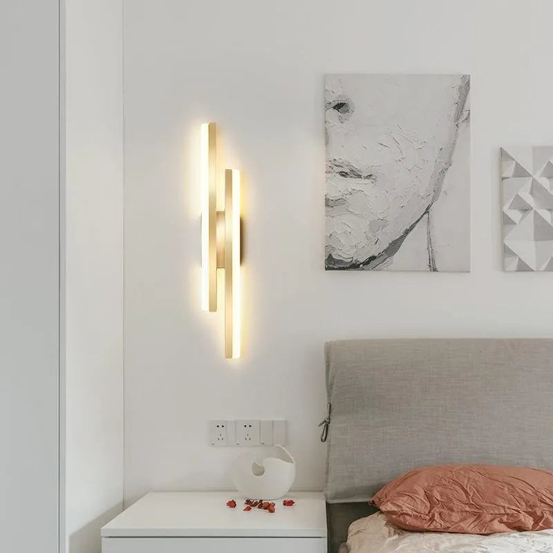 Scandinavian minimalist black or gold LED wall light with acrylic shade in 50cm or 65cm lengths.