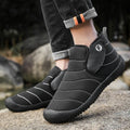 Men's waterproof cotton snow boots with plush lining and non-slip rubber sole in yellow.