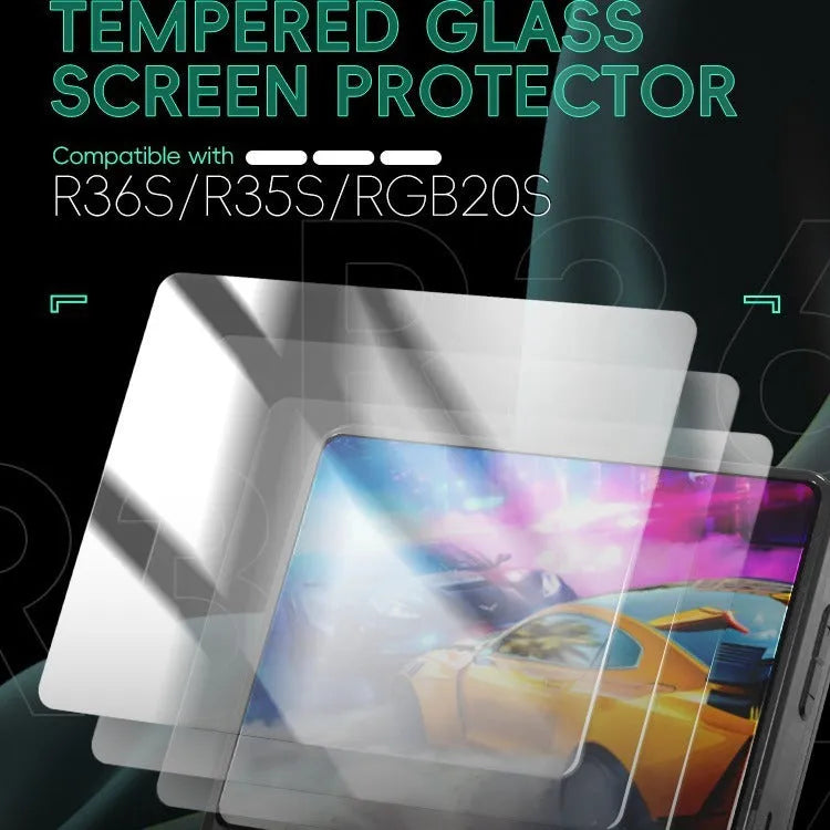 Tempered glass screen protector for R36S/R35S/RGB20S handheld game machine, 3.5 inch HD film