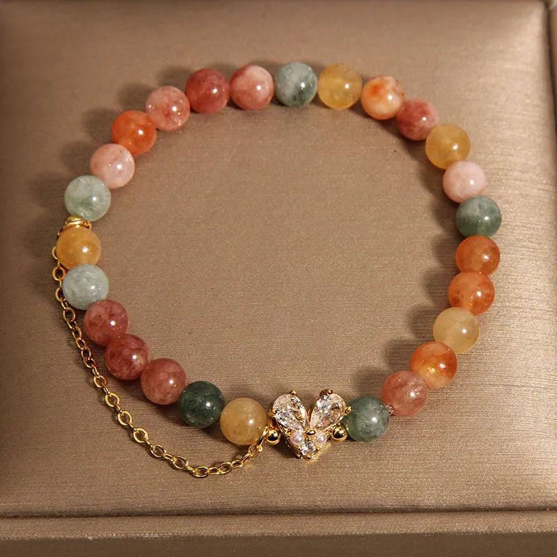 Fu Lu Shou crystal women's bracelet with V-shaped zircon charms in cartoon style