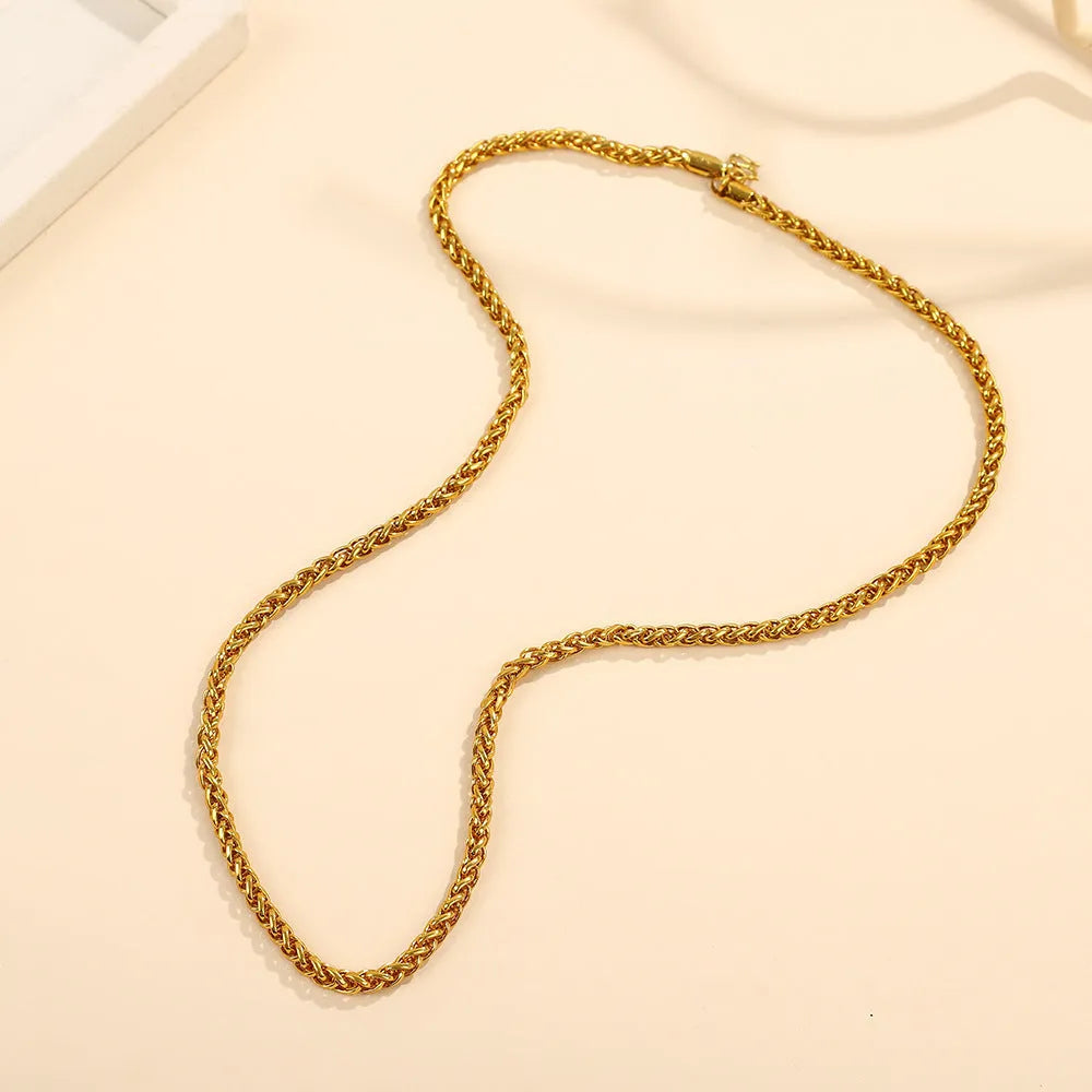 Alloy snake bones chain necklace in titanium steel finish with bones pattern, one of eight colour style options