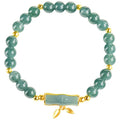 Cargo jade bracelet with blue water round beads on a S925 sterling silver chain.