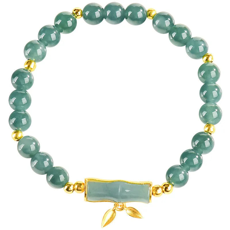 Cargo jade bracelet with blue water round beads on a S925 sterling silver chain.