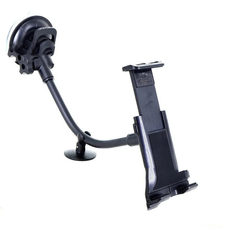 Black universal 4-12 inch vehicle tablet holder with lifting mechanism and suction cup mount.