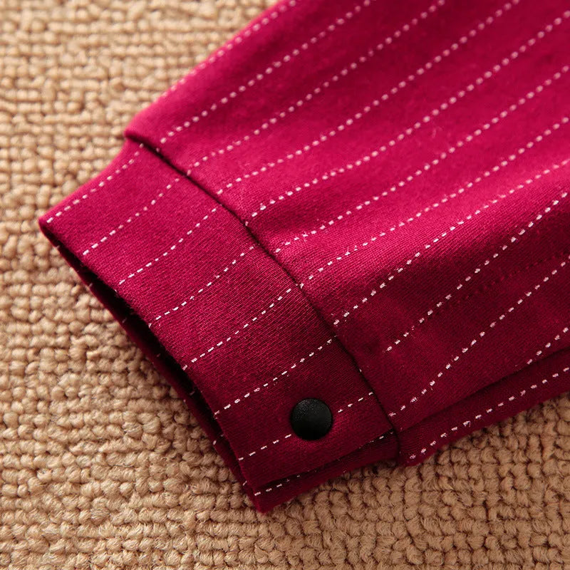 Gentleman-style wine red baby boy cotton jumpsuit with single-breasted closure and long sleeves