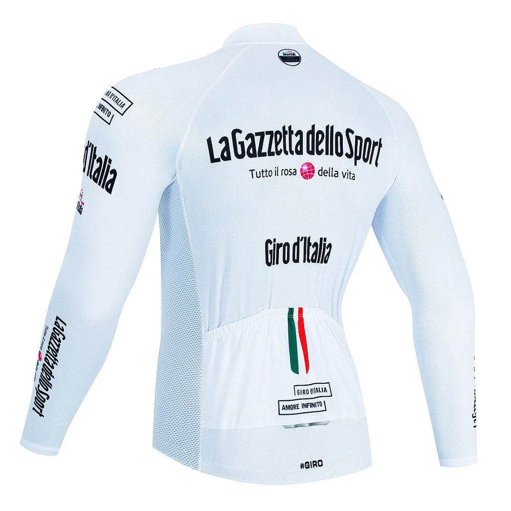 Long sleeve patterned cycling jersey for mountain biking, shown in one of seven available colour options.