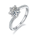 Snowflake Dance 1-carat moissanite wedding ring set on S925 silver with platinum plating and gift box