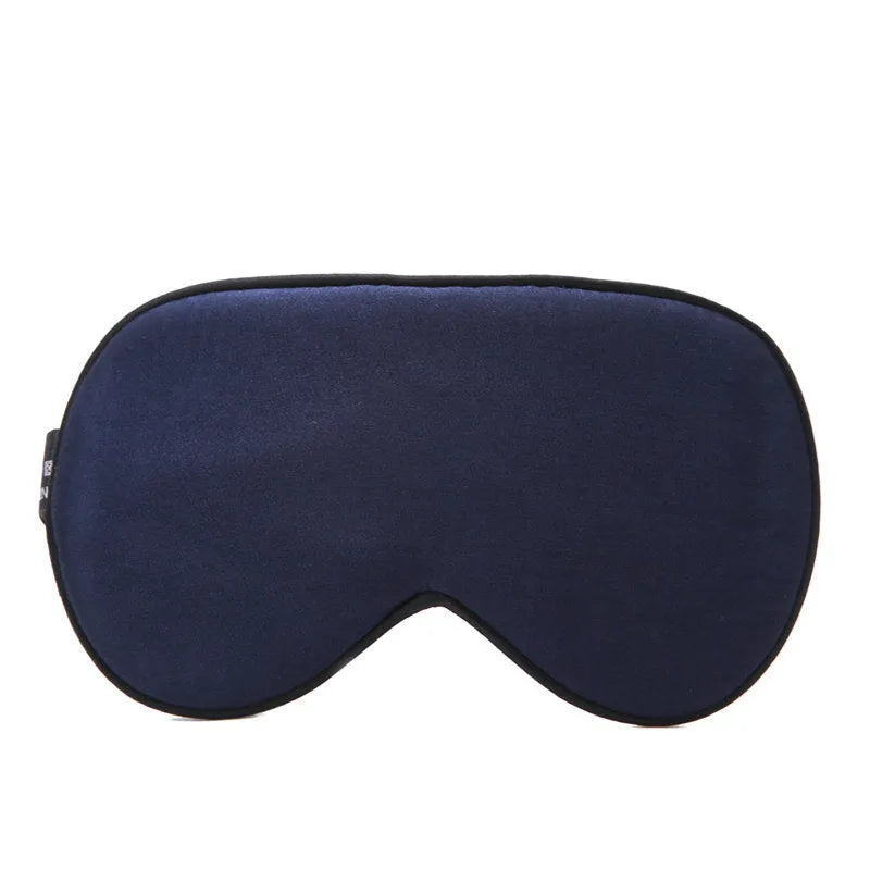 Double-sided mulberry silk sleep mask with embroidered print in various colours.
