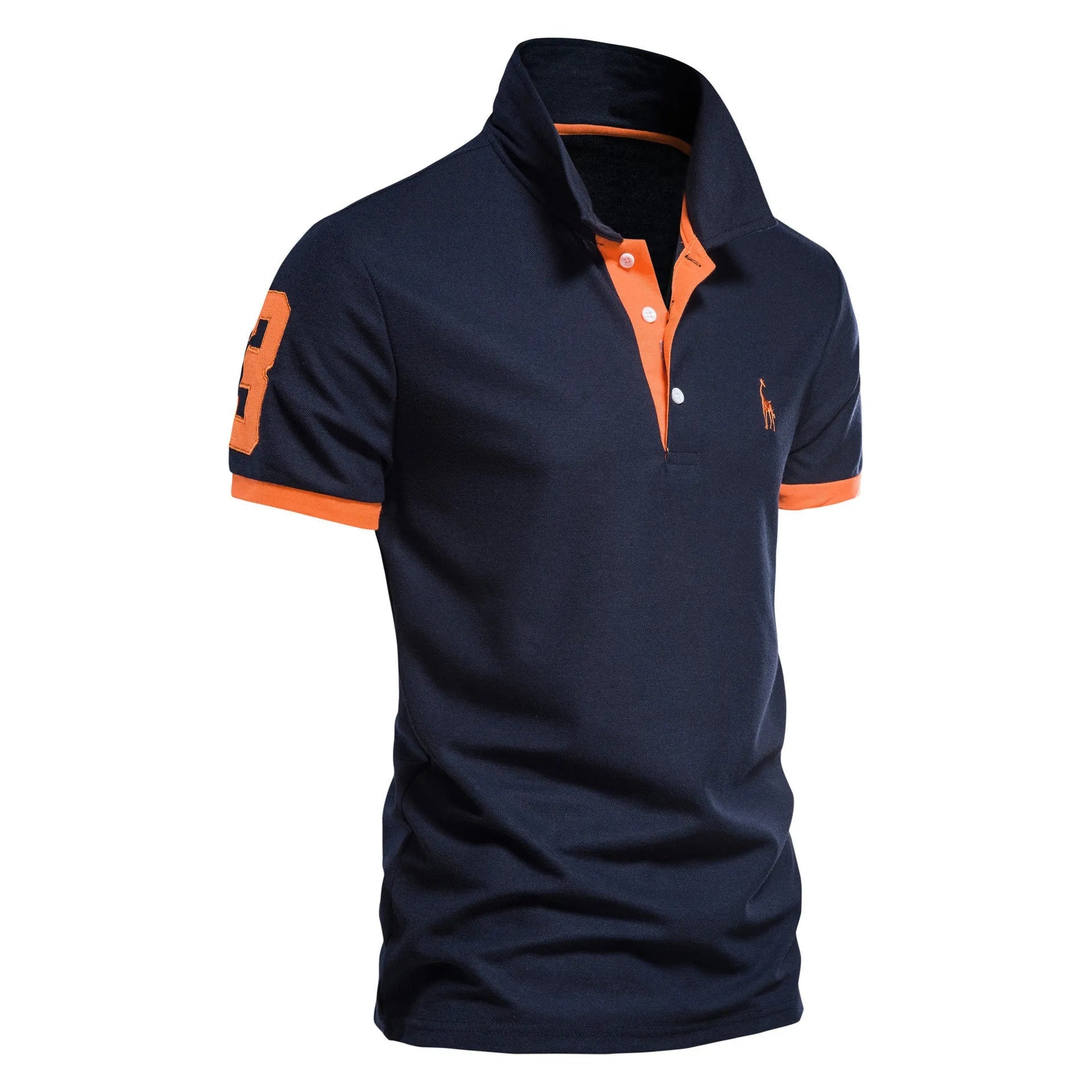 Men's slim fit t-shirt with an embroidered deer design on the chest, available in various colours.