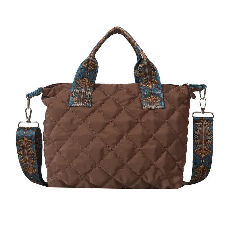 Shoulder messenger bag in oxford cloth with urban design and phone compartment