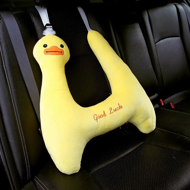 Dinosaur pattern soft plush car bolster pillow for travel, size 60cm by 55cm.