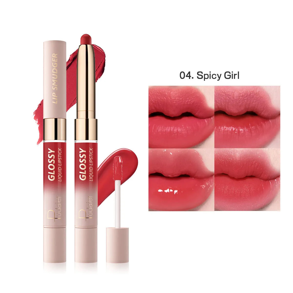 Double-headed lipstick in 10 colours with matte finish and moisturising formula