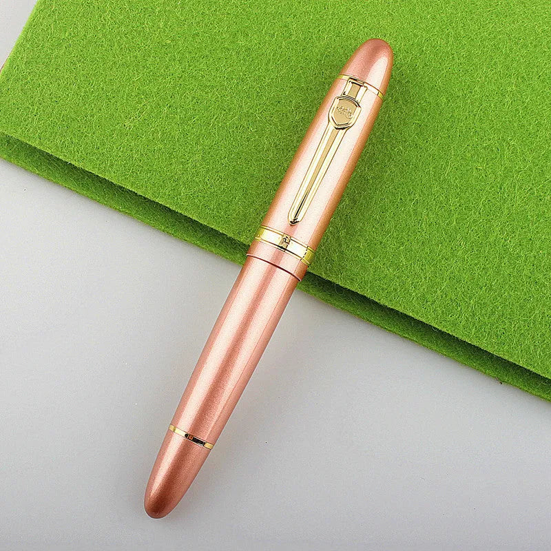 Metal ball pen with pearl bead body and gold clip, 0.5mm tip, in red and gold finish