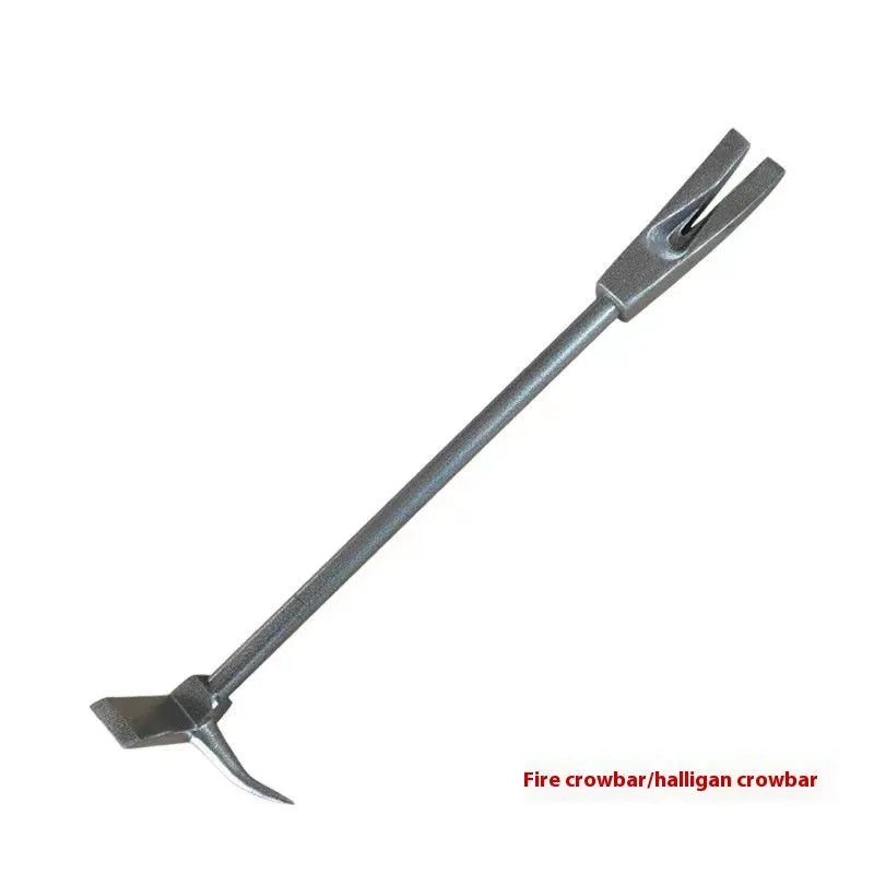 Silver carbon steel wrecking bar 24 inches 61cm multifunctional fire breaking tool on plain background