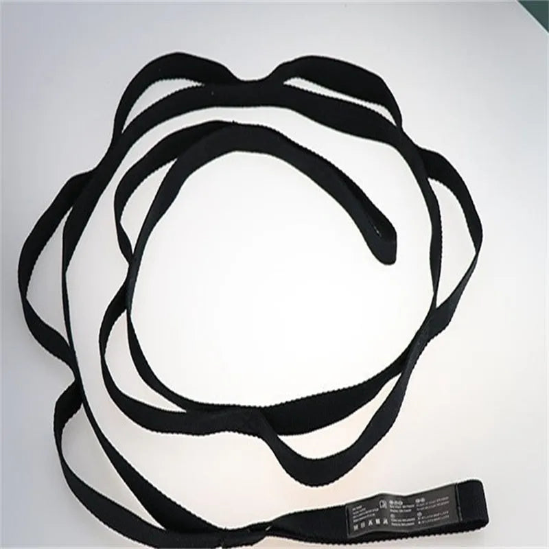 Aerobics yoga stretch belt with chrysanthemum rope marking in black and blue colour option