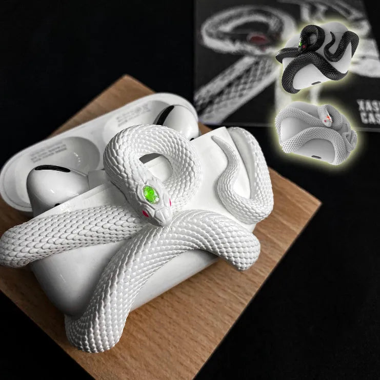 Hard resin snake design protective case for AirPods Pro and Pro 2 charging station in black