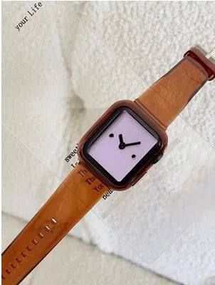 Brown transparent compatible Apple Watch strap for 38mm 40mm 41mm 42mm 44mm 45mm sizes