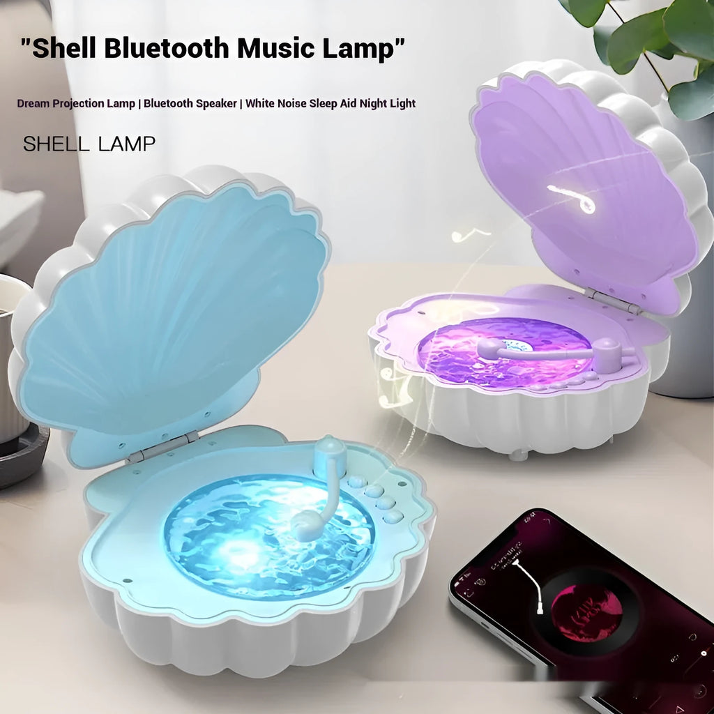 Retro vinyl record player shaped shell lamp with LED lighting in blue colour option