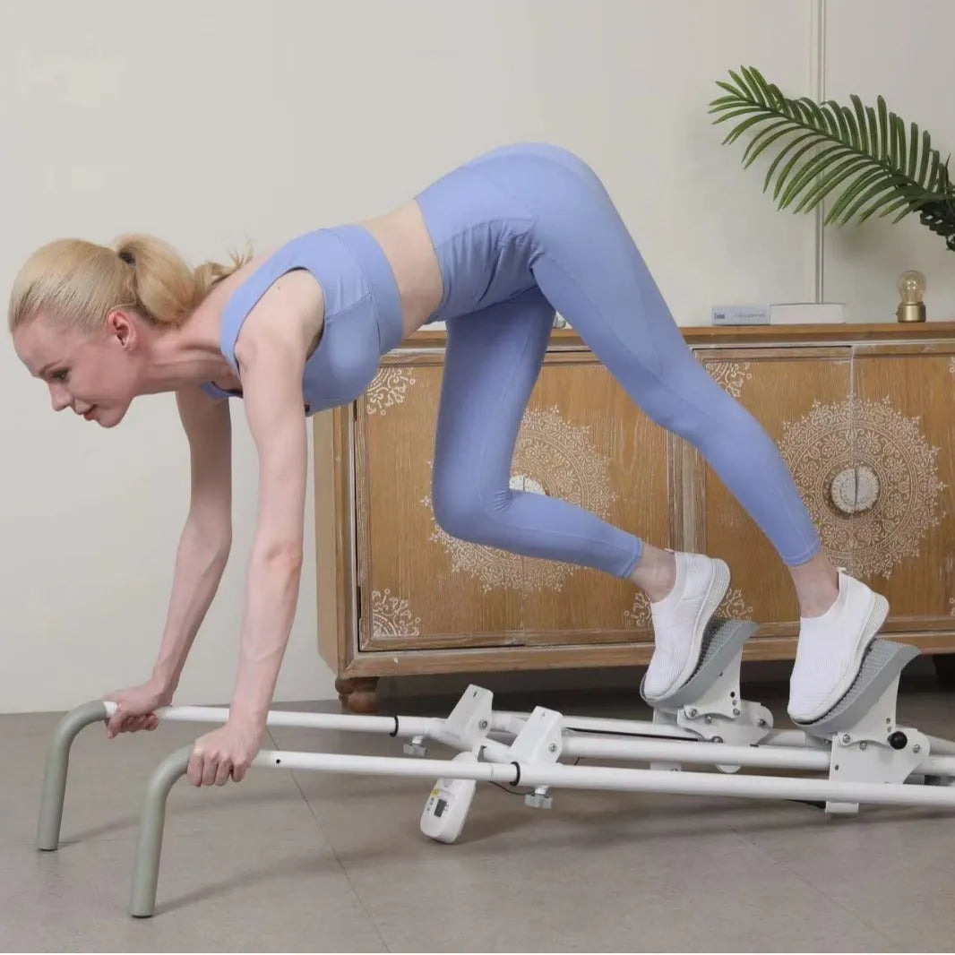 Starlight White foldable multi-function treadmill with climbing frame for home fitness