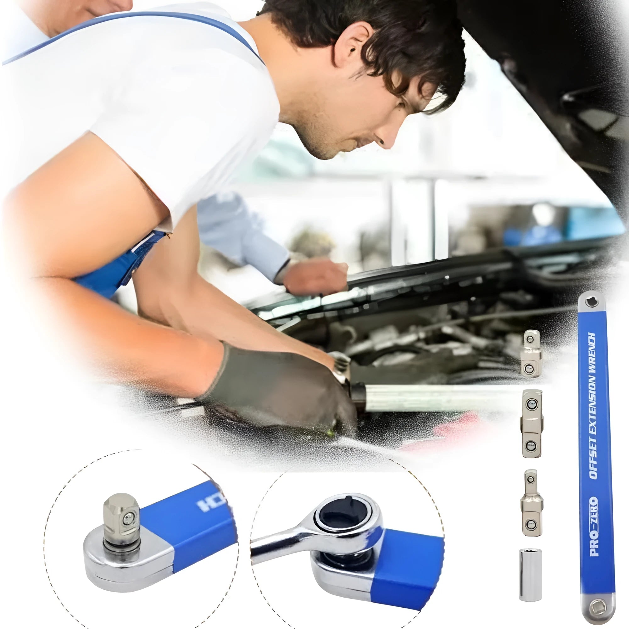Multi-function lengthened stainless steel wrench set 4 pieces with ratchet handle for machine and car repair