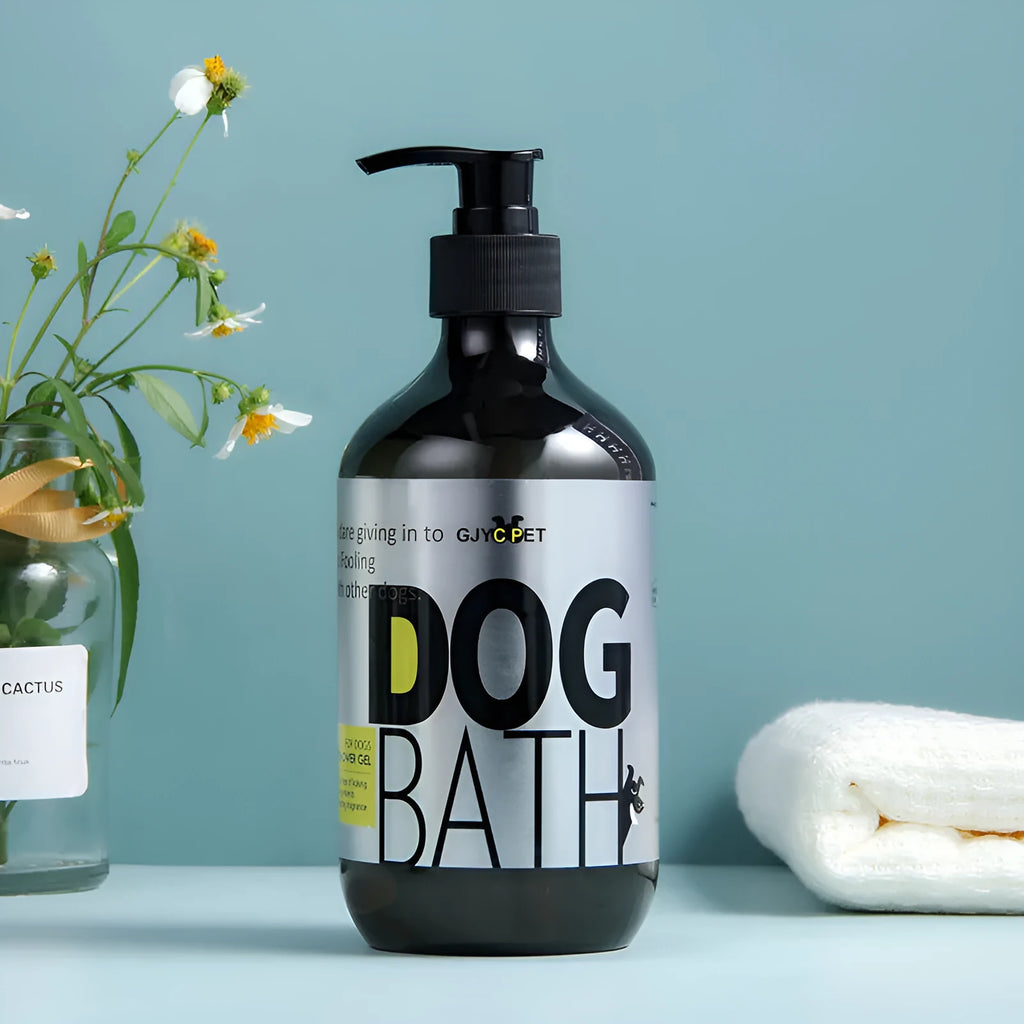 Plain 100ml bottle of antibacterial deodorant dog shower gel for pet body wash