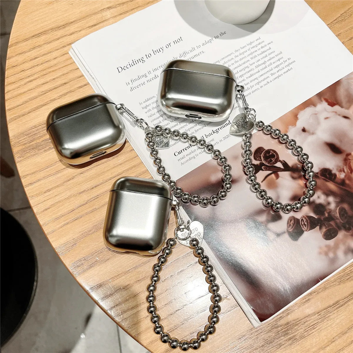 Matte plating protective case for Apple AirPods showing TPU material and electroplating finish.