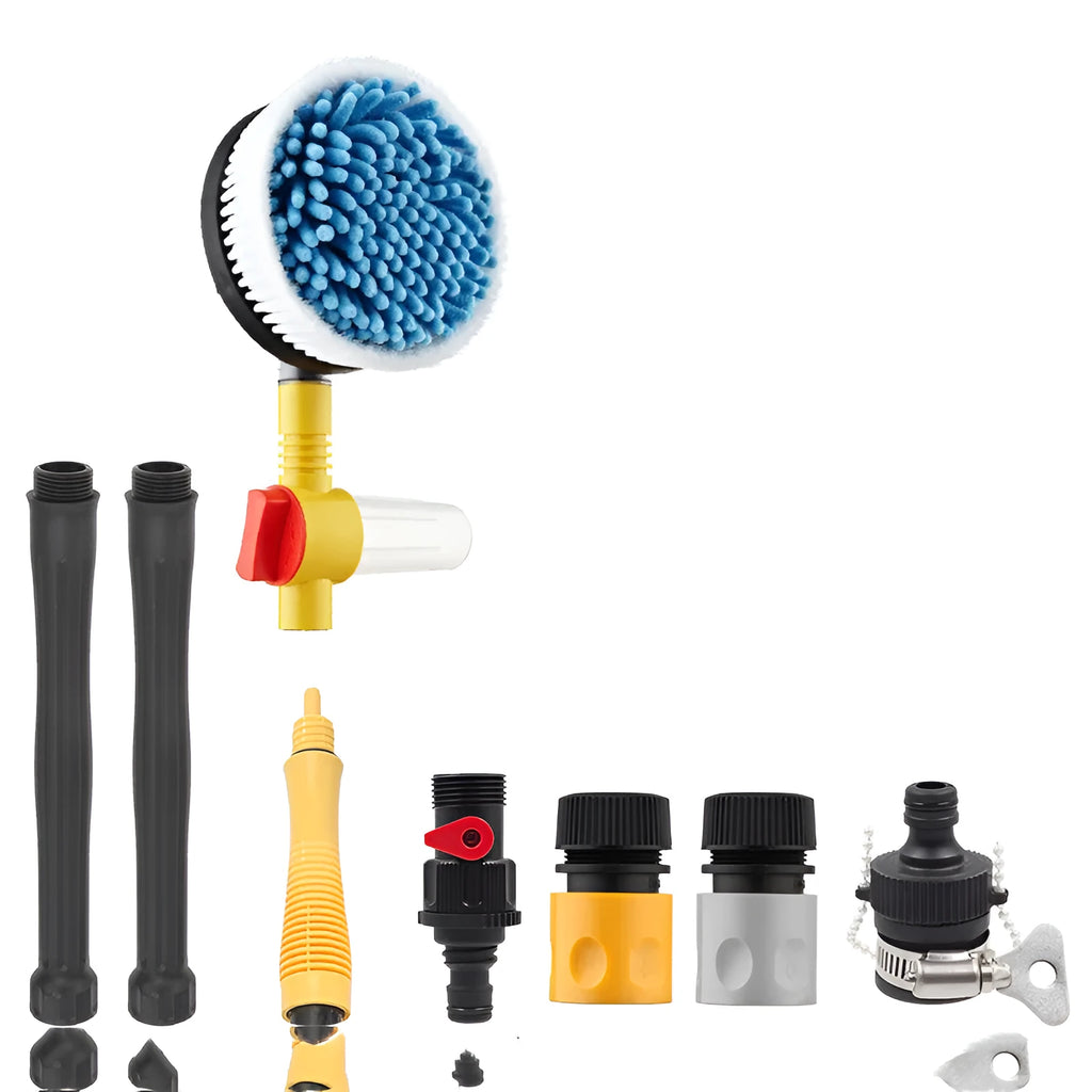 Car wash water gun set with foam pot and brush mop on standard colour