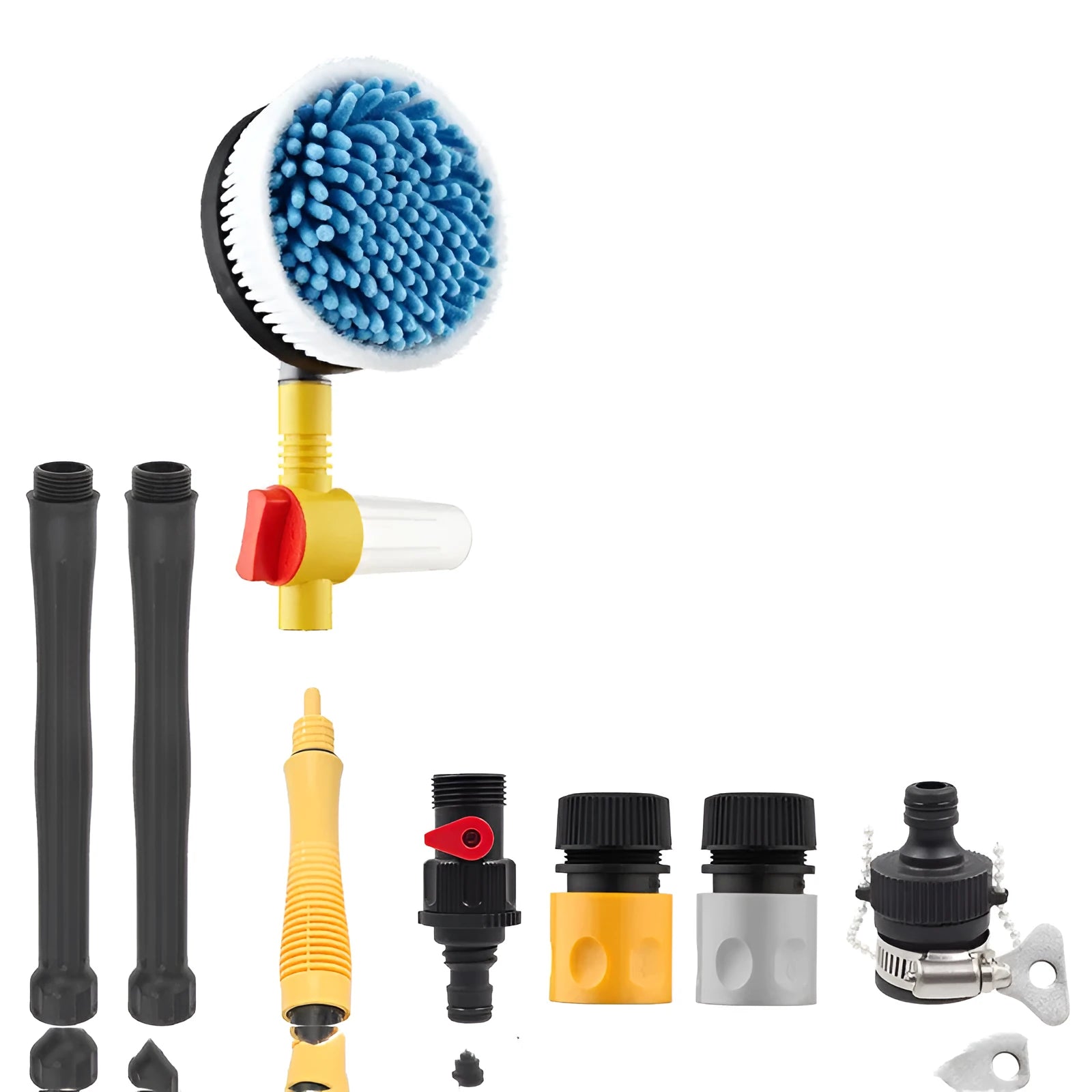 Car wash water gun set with foam pot and brush mop on standard colour