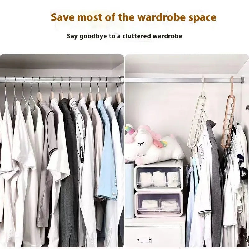 Plastic nine-hole trouser hanger in modern design with seamless folding rack construction