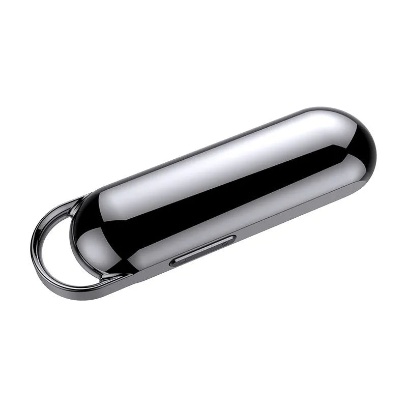 Black one-key recording smart voice recorder with metal body and compact dimensions 83.5x23x11mm