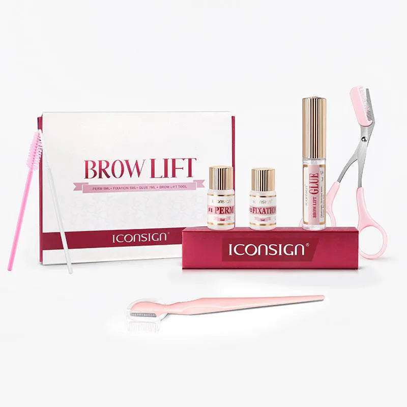 Pink eyebrow scalding suit keratosis treatment kit with quick ironing applicator