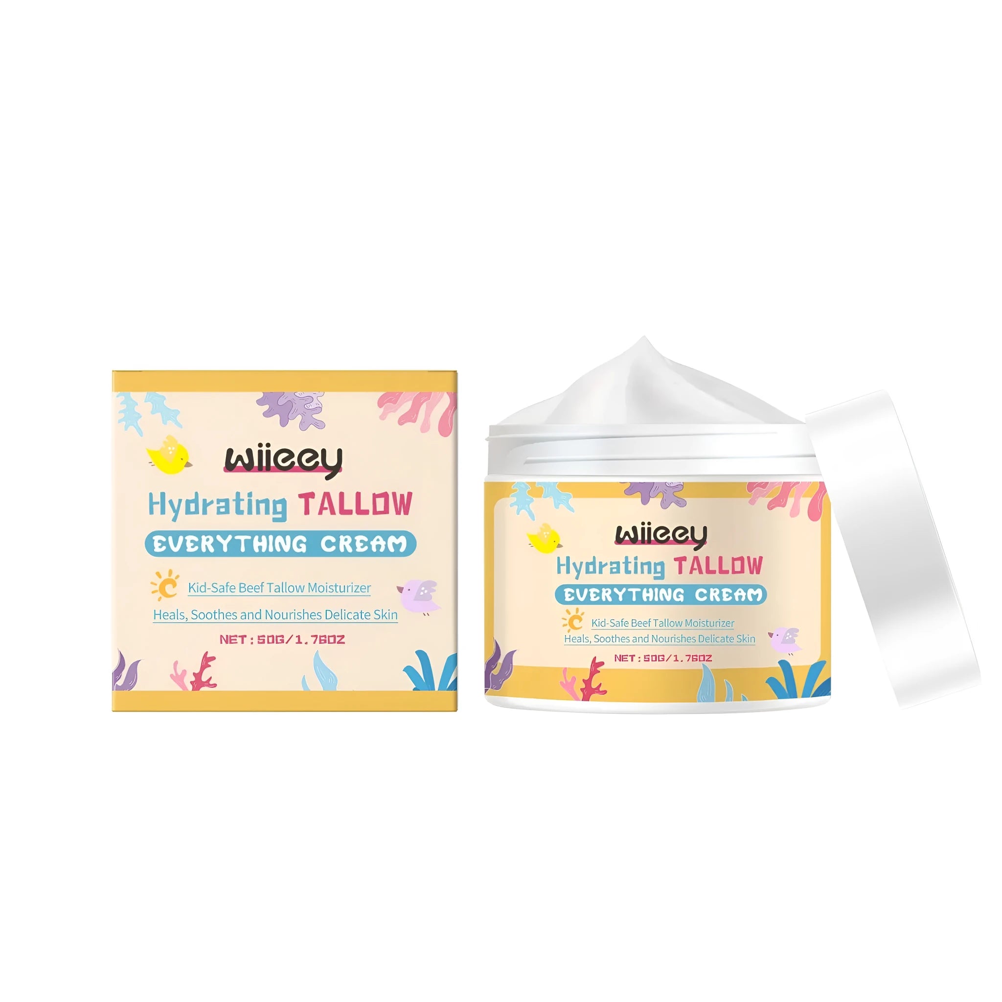 A 50g jar of hydrating tallow moisturising cream with shea butter and allantoin.