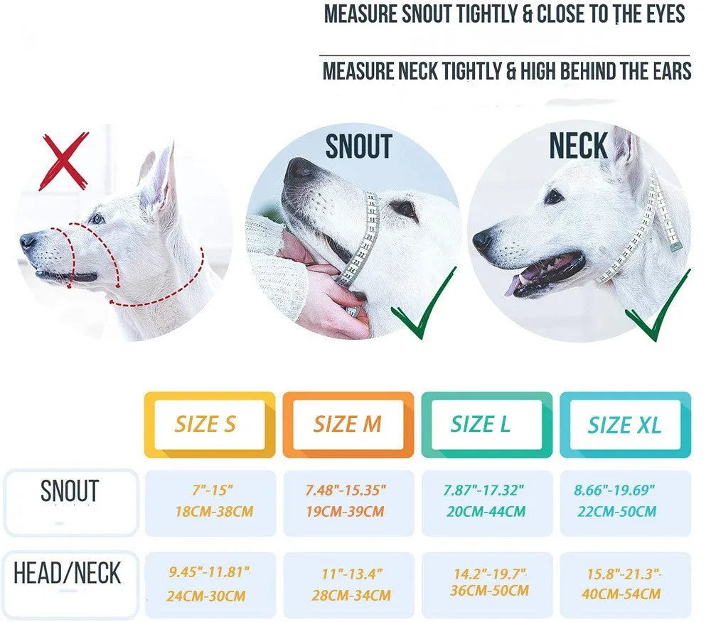 Nylon dog muzzle in blue on white background for bite and bark control