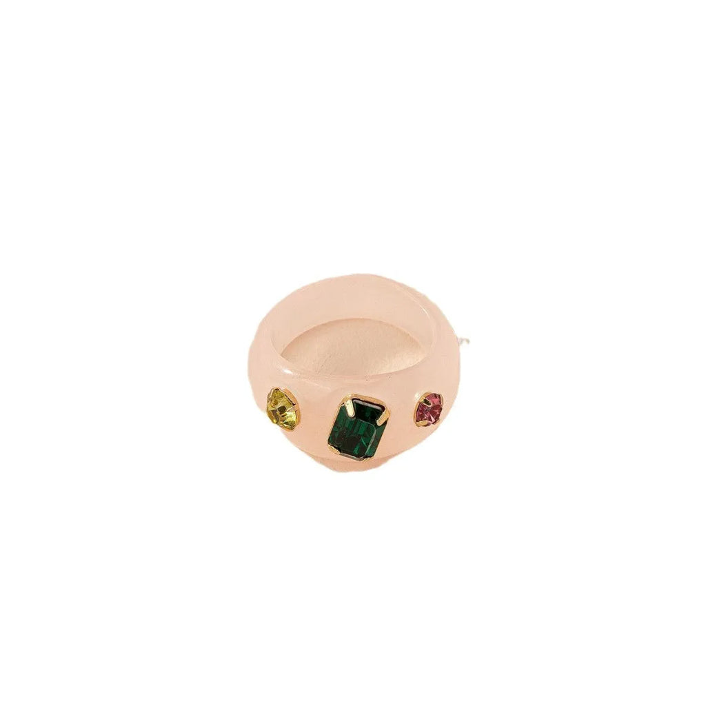 Transparent acrylic ring for women with retro minority ornament design